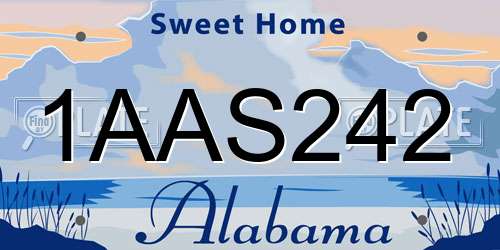 1AAS242 Alabama License Plate