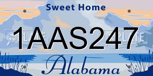 1AAS247 Alabama License Plate