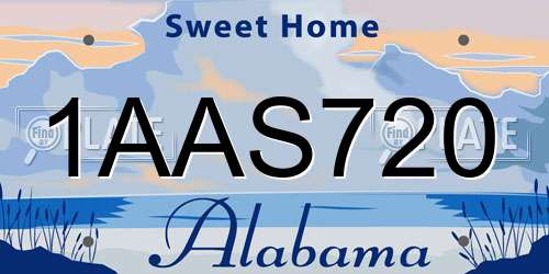 1AAS720 Alabama License Plate