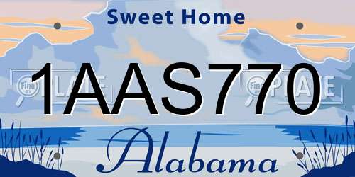 1AAS770 Alabama License Plate