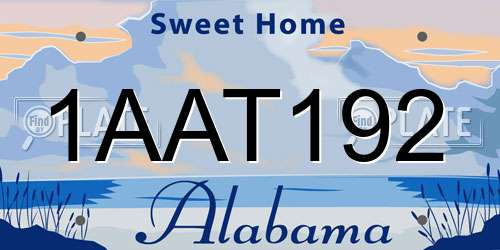 1AAT192 Alabama License Plate