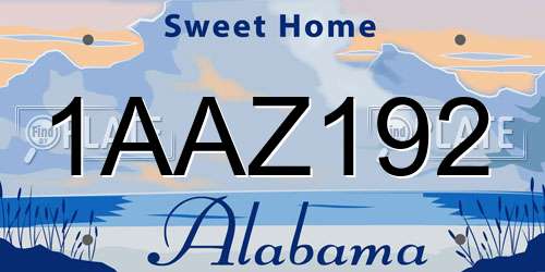 1AAZ192 Alabama License Plate