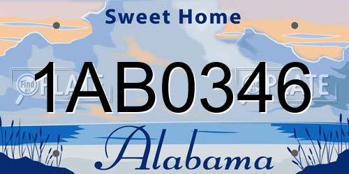 1AB0346 Alabama License Plate