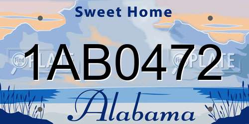 1AB0472 Alabama License Plate