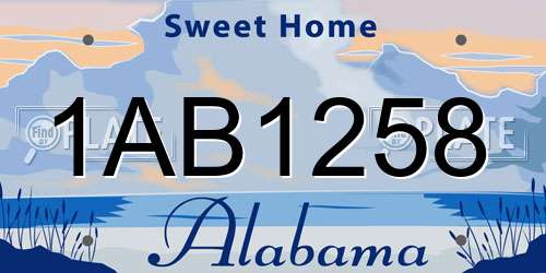 1AB1258 Alabama License Plate