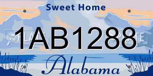 1AB1288 Alabama License Plate