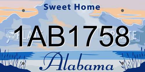 1AB1758 Alabama License Plate