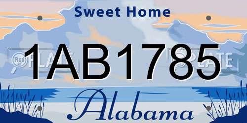 1AB1785 Alabama License Plate