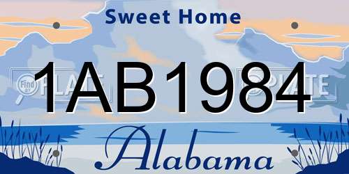 1AB1984 Alabama License Plate