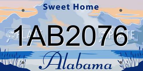 1AB2076 Alabama License Plate