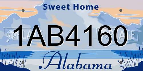 1AB4160 Alabama License Plate