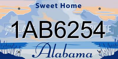 1AB6254 Alabama License Plate