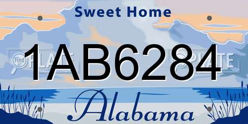 1AB6284 Alabama License Plate