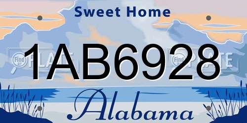 1AB6928 Alabama License Plate
