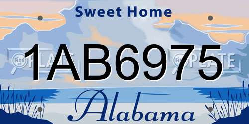 1AB6975 Alabama License Plate