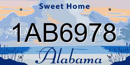 1AB6978 Alabama License Plate