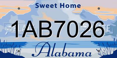 1AB7026 Alabama License Plate