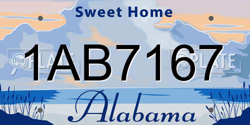 1AB7167 Alabama License Plate