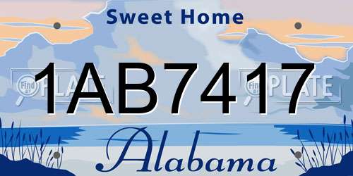 1AB7417 Alabama License Plate