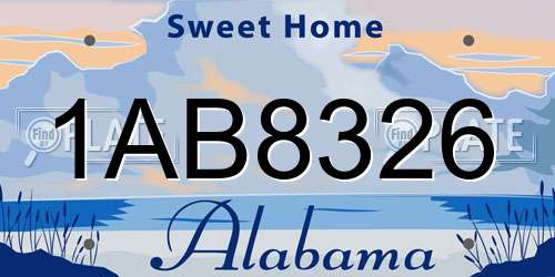 1AB8326 Alabama License Plate