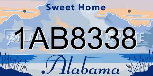 1AB8338 Alabama License Plate