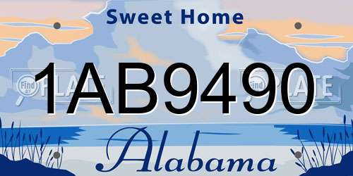 1AB9490 Alabama License Plate