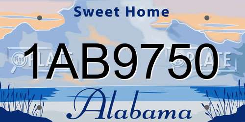 1AB9750 Alabama License Plate