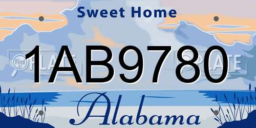 1AB9780 Alabama License Plate