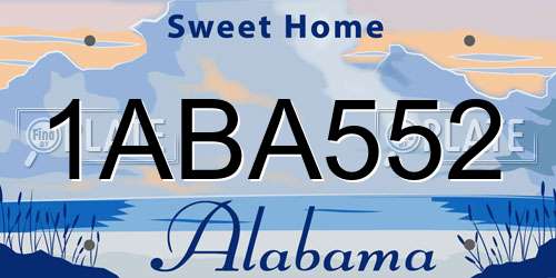 1ABA552 Alabama License Plate