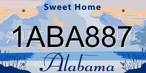 1ABA887 Alabama License Plate