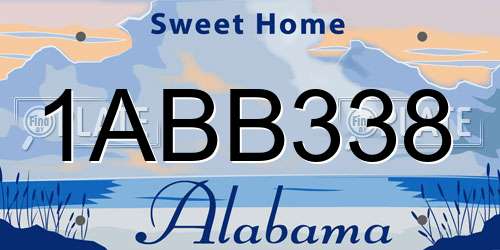 1ABB338 Alabama License Plate