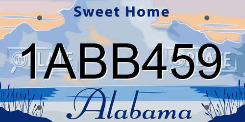 1ABB459 Alabama License Plate
