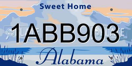 1ABB903 Alabama License Plate