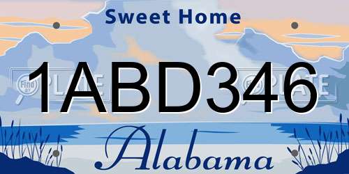 1ABD346 Alabama License Plate