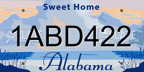1ABD422 Alabama License Plate