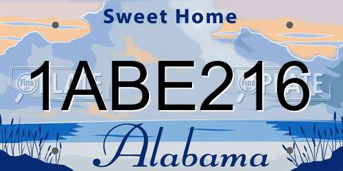 1ABE216 Alabama License Plate