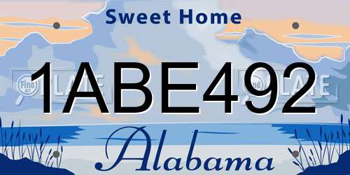 1ABE492 Alabama License Plate