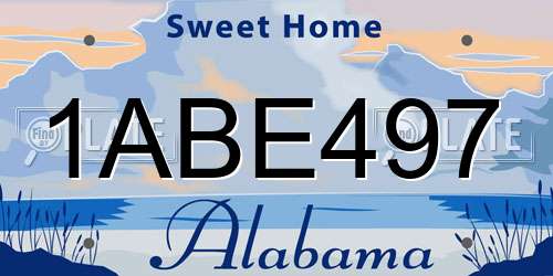 1ABE497 Alabama License Plate