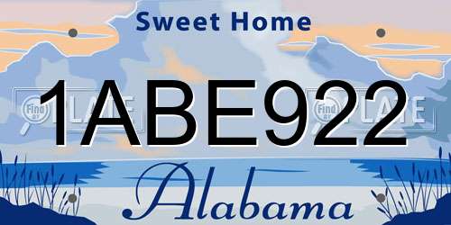 1ABE922 Alabama License Plate