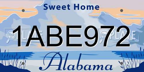 1ABE972 Alabama License Plate