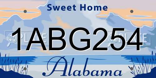 1ABG254 Alabama License Plate