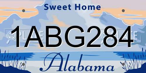 1ABG284 Alabama License Plate