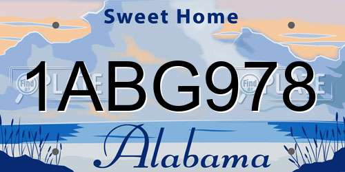1ABG978 Alabama License Plate