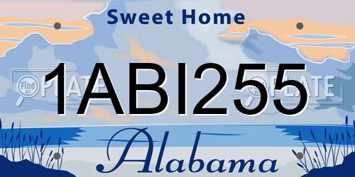 1ABI255 Alabama License Plate