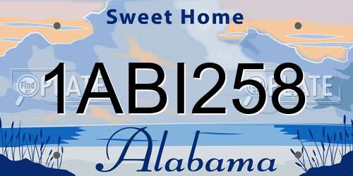 1ABI258 Alabama License Plate