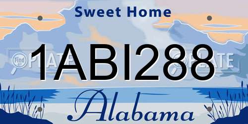 1ABI288 Alabama License Plate