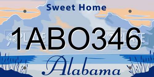 1ABO346 Alabama License Plate