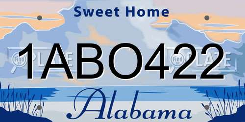 1ABO422 Alabama License Plate