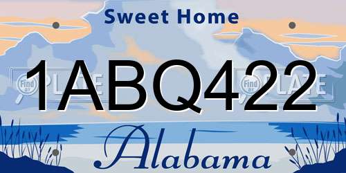 1ABQ422 Alabama License Plate