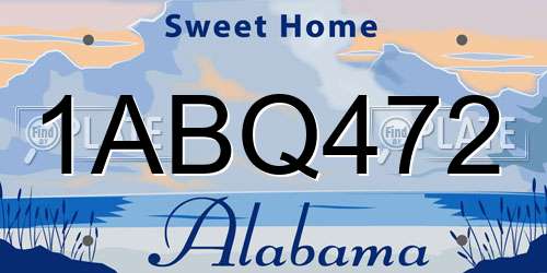 1ABQ472 Alabama License Plate